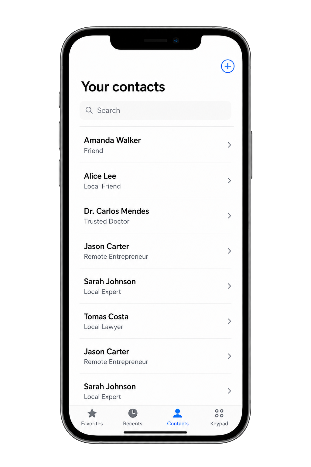 Trusted Nomad app — your contacts